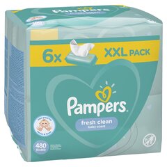 Салфетки влажные «Pampers» FreshClean, 6x80шт цена и информация | Влажные салфетки | kaup24.ee