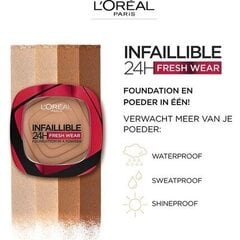 Kompaktne jumestuskreem L'Oreal Make Up Infallible Fresh Wear, 9 g, 20 Ivory цена и информация | Пудры, базы под макияж | kaup24.ee