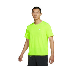 Lühikeste Varukatega Spordisärk Nike Dri-FIT Miler Kollane цена и информация | Мужские футболки | kaup24.ee