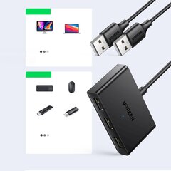 Ugreen switch adapter switch box USB 2 inputs - 3 outputs black (CM409) цена и информация | Адаптеры и USB-hub | kaup24.ee