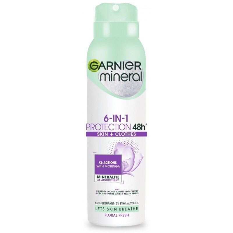 Spreideodorant Garnier Mineral 6in1 Protection 48H, 150 ml цена и информация | Deodorandid | kaup24.ee