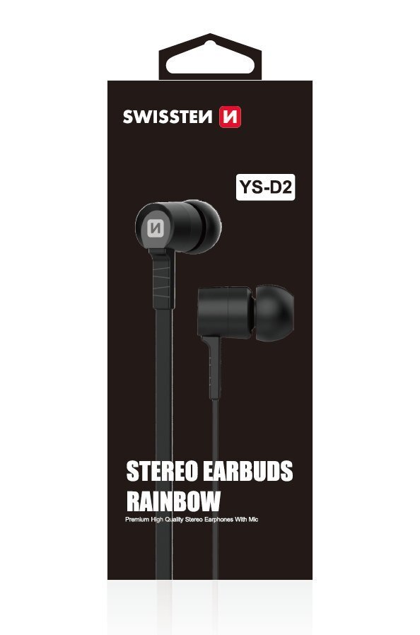 Swissten Earbuds Rainbow YS-D2 Stereo Headset With Microphone 3,5mm / 1.2m Black hind ja info | Kõrvaklapid | kaup24.ee