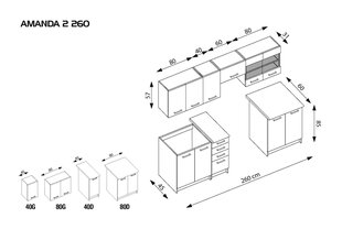 Köögikapi komplekt Halmar Amanda, pruun hind ja info | Köögimööbli komplektid | kaup24.ee