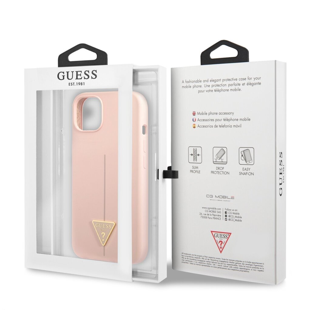 Guess Silicone Line Triangle Case for iPhone 13 Pink цена и информация | Telefoni kaaned, ümbrised | kaup24.ee