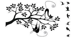 Наклейка на стену Кошки на дереве цена и информация | Декоративные наклейки | kaup24.ee
