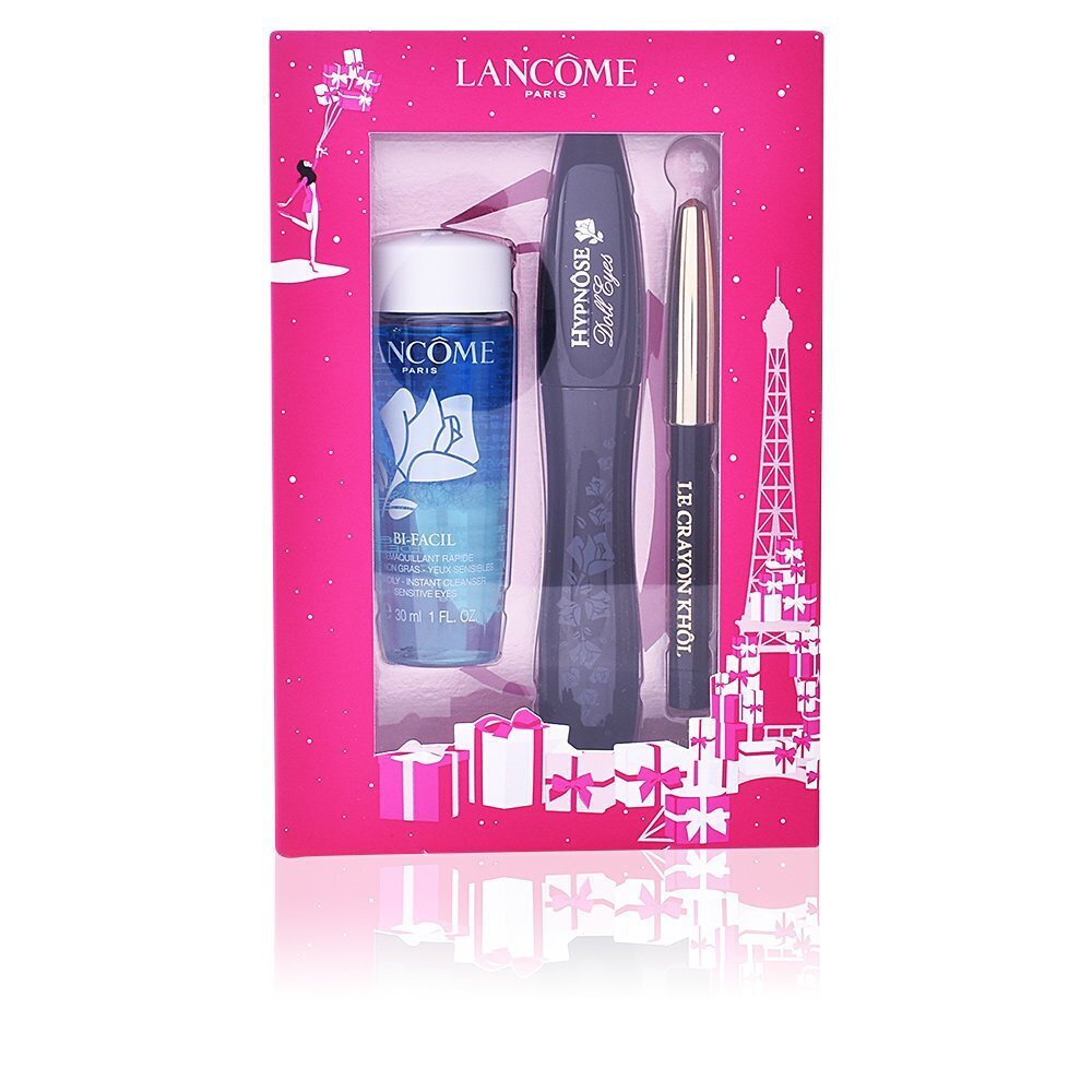 Kosmeetikakomplekt Lancome: Ripsmetušš Hypnose Doll Eyes X-Mas 6.5 ml + silmapliiats Le Crayon 01 Noir 0.7 g + silmameigieemaldaja Bi-Facil 30 ml hind ja info | Ripsmetušid, lauvärvid, silmapliiatsid, seerumid | kaup24.ee