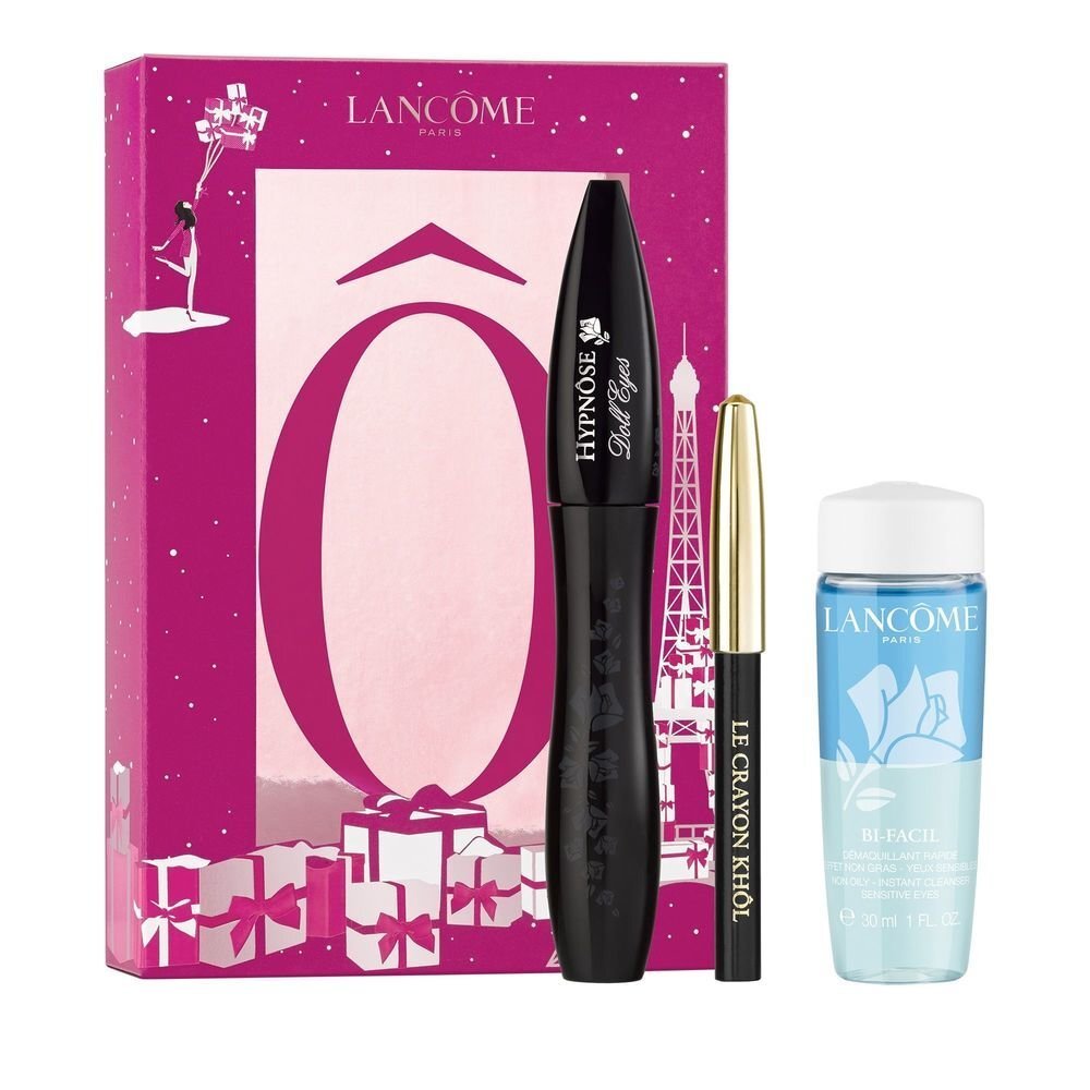 Kosmeetikakomplekt Lancome: Ripsmetušš Hypnose Doll Eyes X-Mas 6.5 ml + silmapliiats Le Crayon 01 Noir 0.7 g + silmameigieemaldaja Bi-Facil 30 ml цена и информация | Ripsmetušid, lauvärvid, silmapliiatsid, seerumid | kaup24.ee