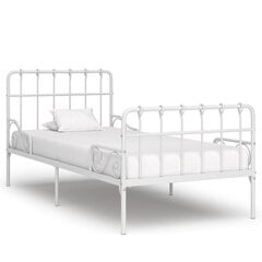 vidaXL liistudest põhjaga voodiraam, valge, metall, 90 x 200 cm hind ja info | Voodid | kaup24.ee