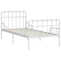 vidaXL liistudest põhjaga voodiraam, valge, metall, 90 x 200 cm цена и информация | Кровати | kaup24.ee