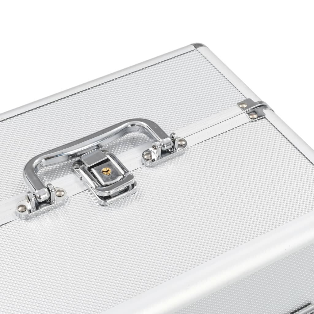 vidaXL jumestuskohver, 22 x 30 x 21 cm, hõbedane, alumiinium hind ja info | Meigikotid, lauapeeglid | kaup24.ee