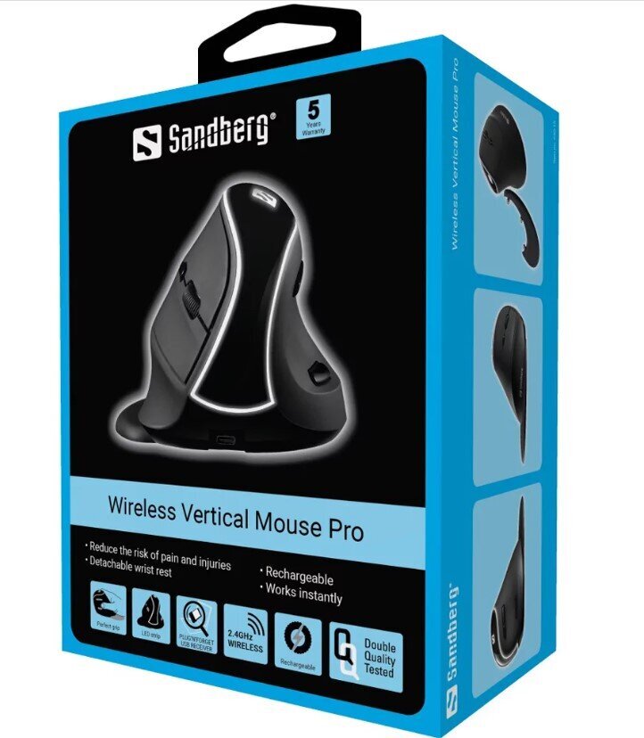 Sandberg Wireless Vertical Mouse Pro 630-13, must hind ja info | Hiired | kaup24.ee