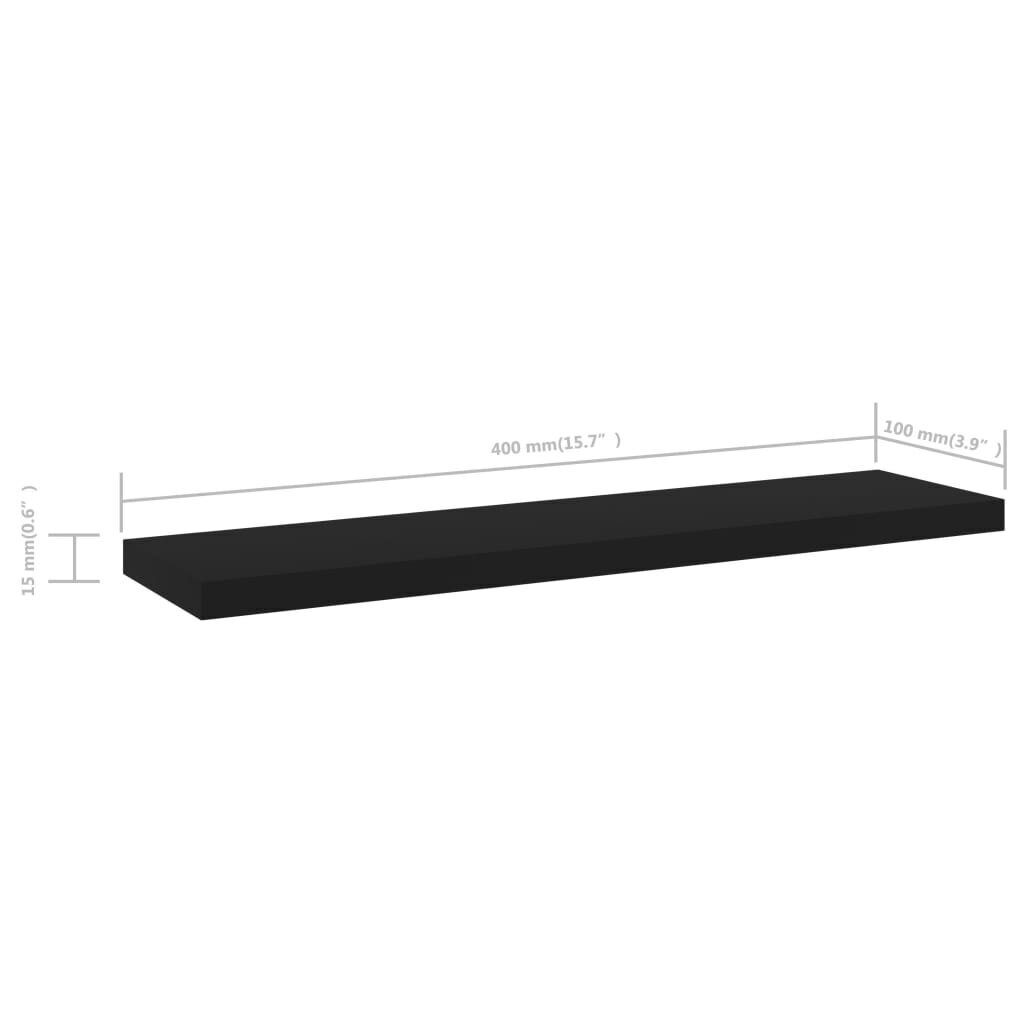 vidaXL riiuliplaadid 4 tk, must, 40x10x1,5 cm, puitlaastplaat hind ja info | Riiulid | kaup24.ee