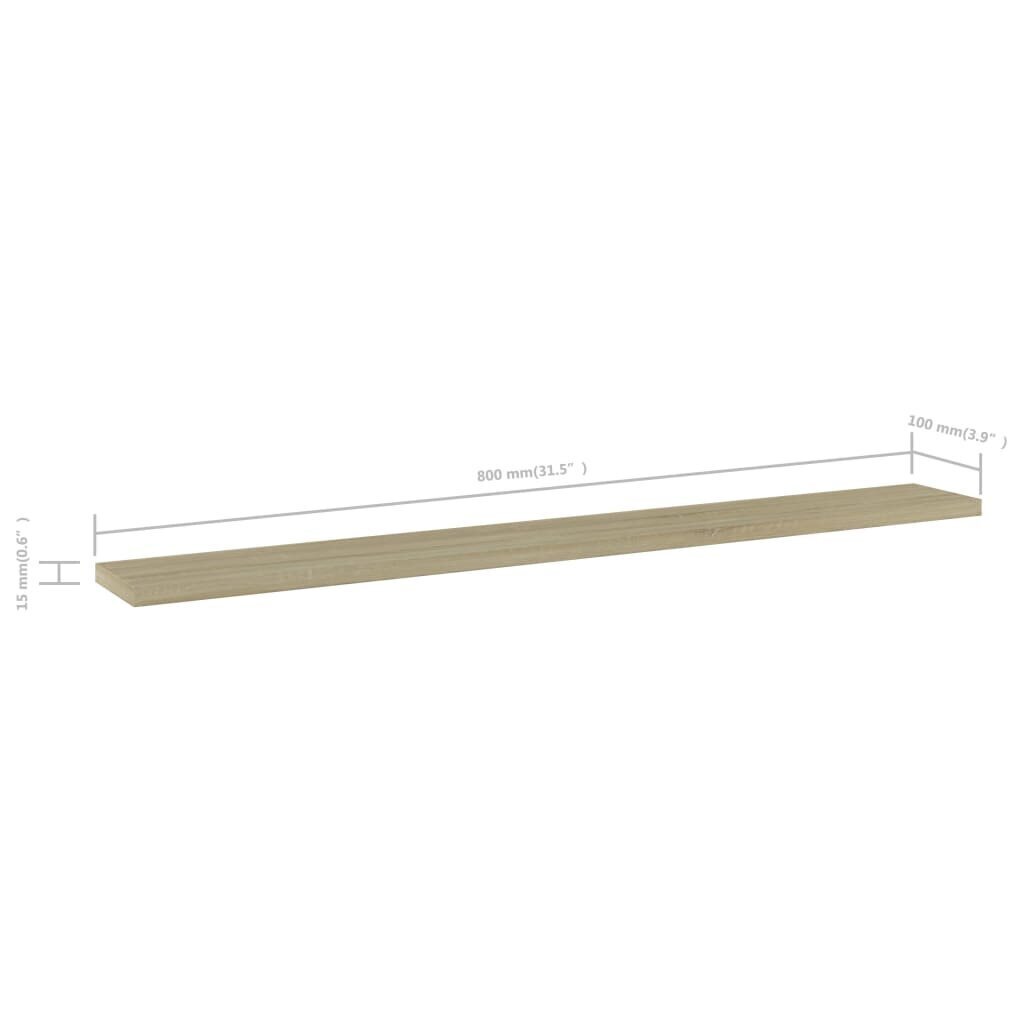 vidaXL riiuliplaadid 4 tk, Sonoma tamm, 80x10x1,5 cm, puitlaastplaat hind ja info | Riiulid | kaup24.ee