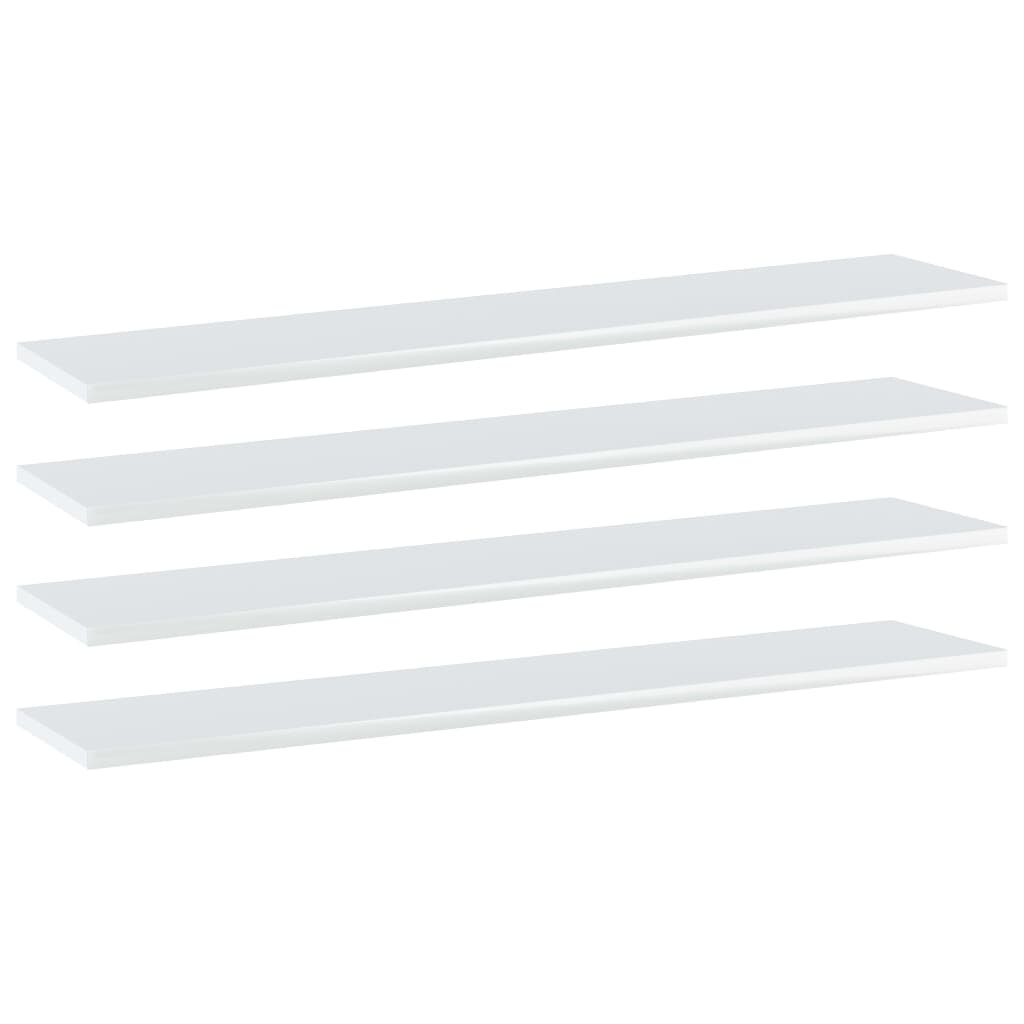 vidaXL riiuliplaadid 4 tk, valge, 100x20x1,5 cm, puitlaastplaat hind ja info | Riiulid | kaup24.ee