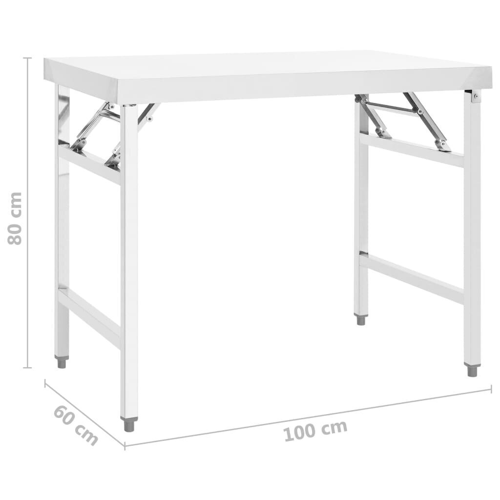 vidaXL köögi kokkupandav töölaud, 100 x 60 x 80 cm, roostevaba teras hind ja info | Matkamööbel | kaup24.ee