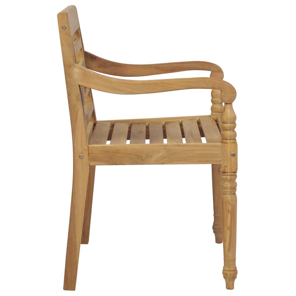 vidaXL Batavia toolid, 2 tk, roheliste istmepatjadega, tiikpuu hind ja info | Aiatoolid | kaup24.ee