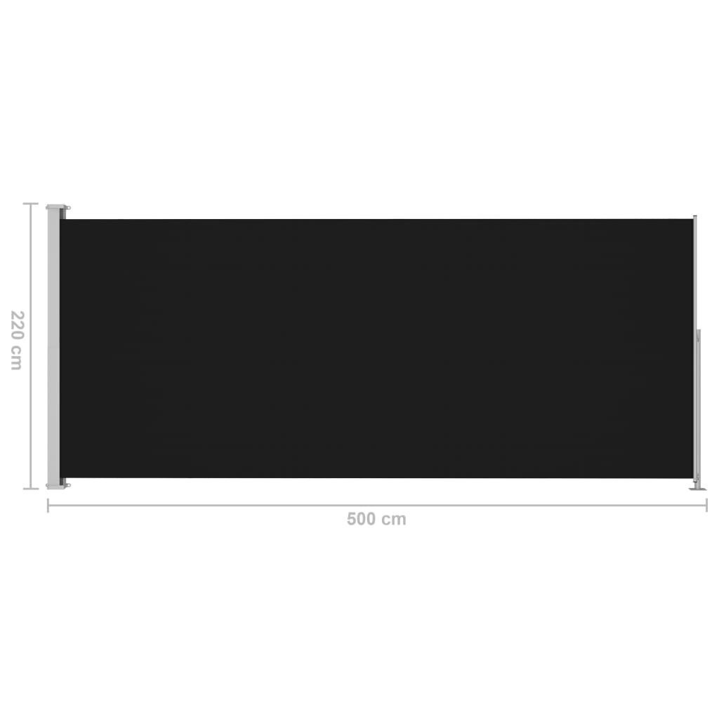 vidaXL lahtitõmmatav terrassi külgsein, 220 x 500 cm, must hind ja info | Päikesevarjud, markiisid ja alused | kaup24.ee
