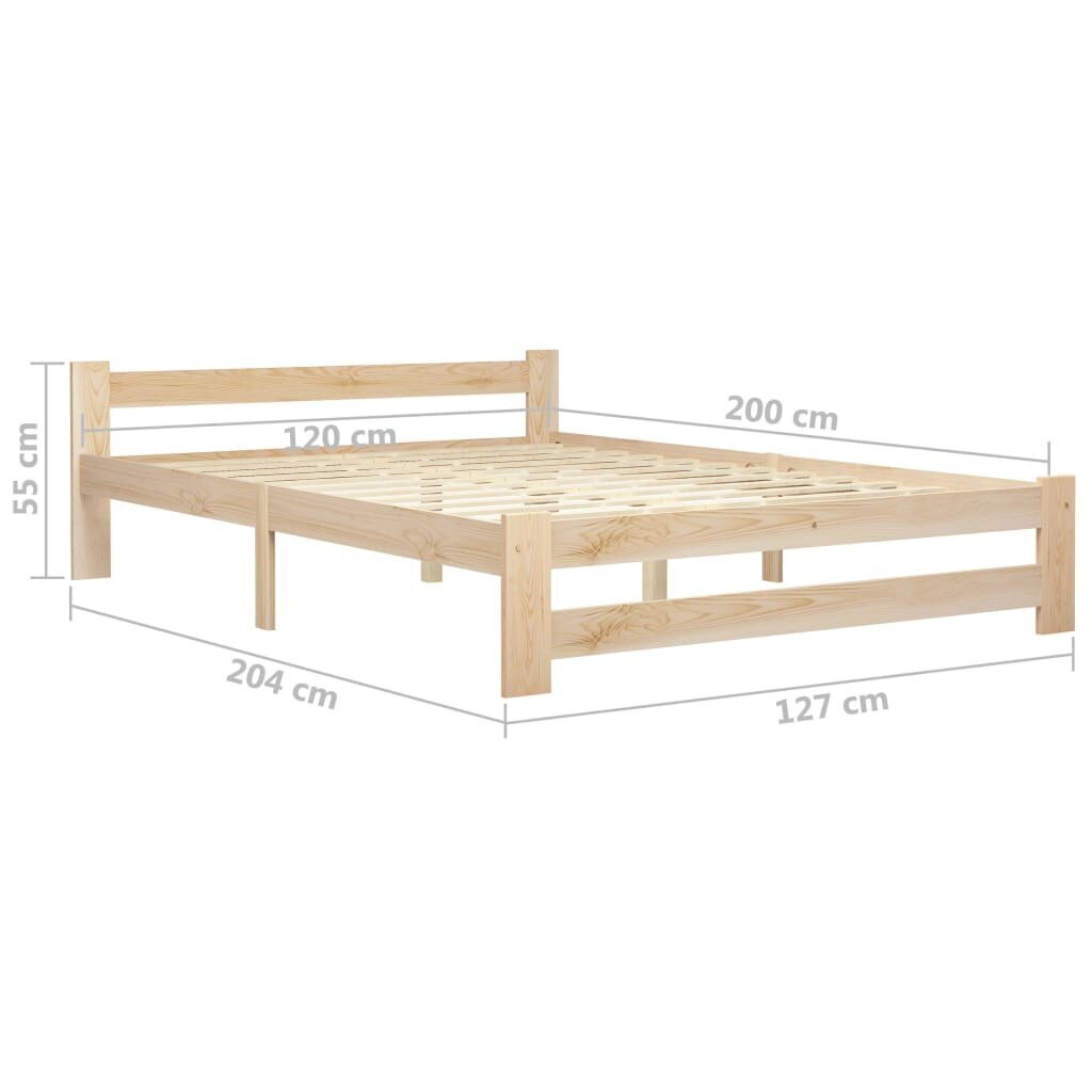 vidaXL voodiraam, tugevast männipuidust, 120 x 200 cm цена и информация | Voodid | kaup24.ee