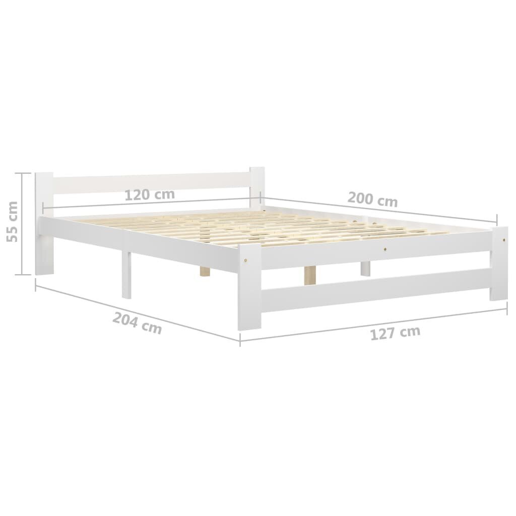 vidaXL voodiraam valge, tugevast männipuidust, 120 x 200 cm цена и информация | Voodid | kaup24.ee