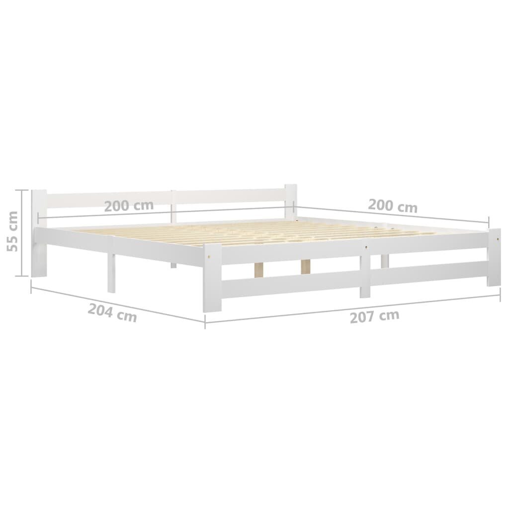 vidaXL voodiraam valge, tugevast männipuidust, 200 x 200 cm hind ja info | Voodid | kaup24.ee