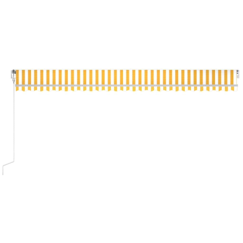 vidaXL automaatselt sissetõmmatav varikatus, 600 x 350 cm, kollane ja valge hind ja info | Päikesevarjud, markiisid ja alused | kaup24.ee