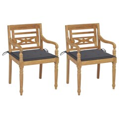 vidaXL Batavia toolid, 2 tk, antratsiithallide istmepatjadega, tiikpuu hind ja info | Aiatoolid | kaup24.ee