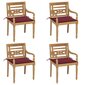 vidaXL Batavia toolid patjadega, 4 tk, tiikpuu hind ja info | Aiatoolid | kaup24.ee