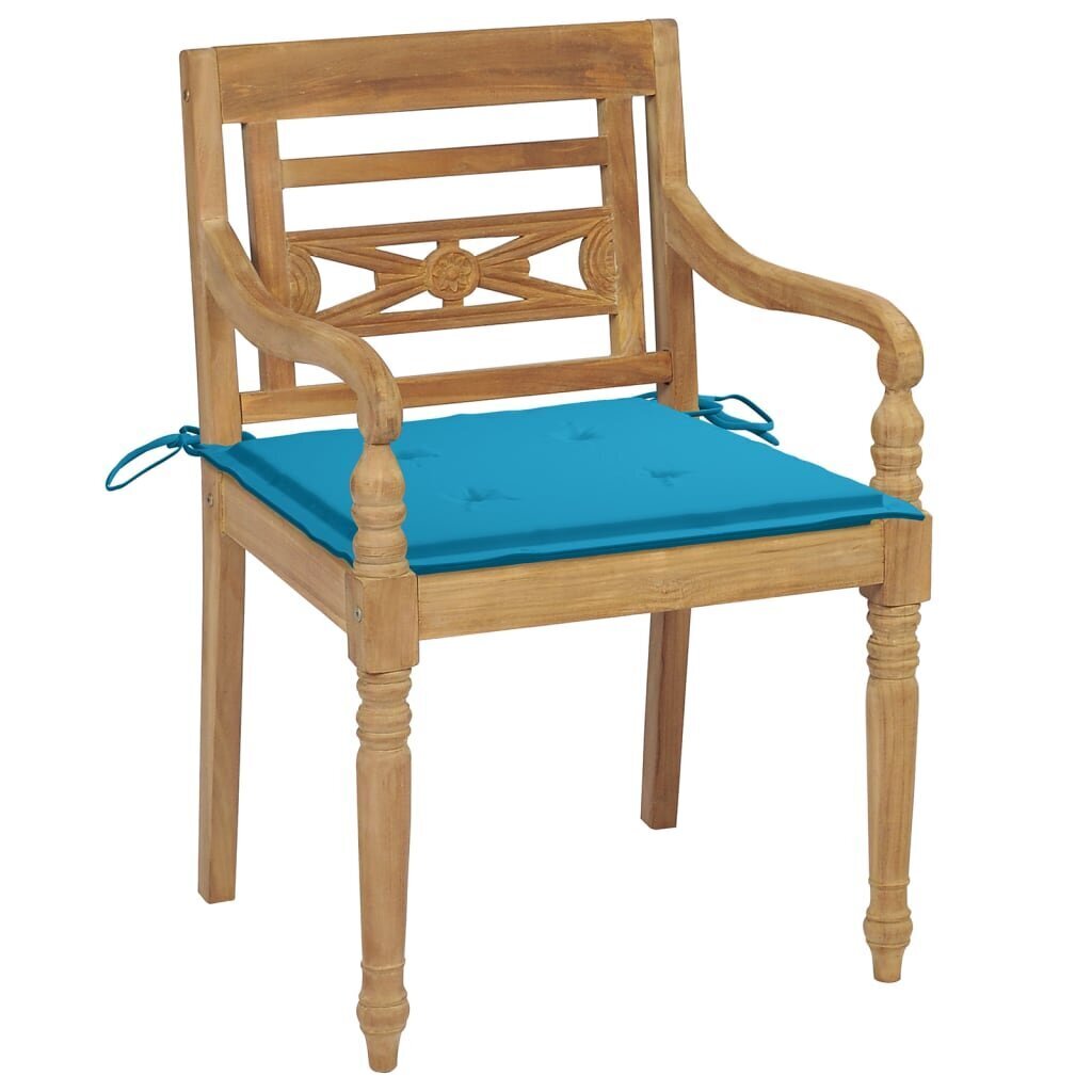 vidaXL Batavia toolid patjadega, 8 tk, tiikpuu hind ja info | Aiatoolid | kaup24.ee