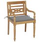 vidaXL Batavia toolid, 2 tk, hallide istmepatjadega, tiikpuu hind ja info | Aiatoolid | kaup24.ee