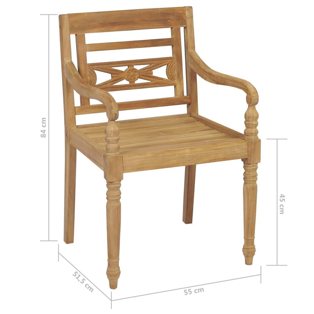 vidaXL Batavia toolid, 2 tk, hallide istmepatjadega, tiikpuu цена и информация | Aiatoolid | kaup24.ee