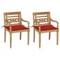 vidaXL Batavia toolid, 2 tk, punaste istmepatjadega, tiikpuu цена и информация | Aiatoolid | kaup24.ee