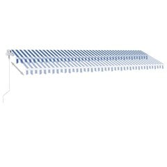 vidaXL automaatne varikatus, LED, tuuleandur, 600x300 cm, sinine/valge hind ja info | Päikesevarjud, markiisid ja alused | kaup24.ee