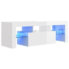 vidaXL telerialus LED-tuledega, kõrgläikega valge, 120 x 35 x 40 cm цена и информация | Тумбы под телевизор | kaup24.ee