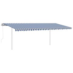 vidaXL käsitsi sissetõmmatav varikatus 6x3,5 m sinine/valge hind ja info | Päikesevarjud, markiisid ja alused | kaup24.ee
