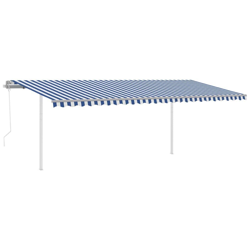 vidaXL käsitsi sissetõmmatav varikatus 6x3,5 m sinine/valge цена и информация | Päikesevarjud, markiisid ja alused | kaup24.ee