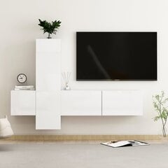 vidaXL 3-osaline telerikappide komplekt, kõrgläikega valge, puitlaastplaat hind ja info | TV alused | kaup24.ee