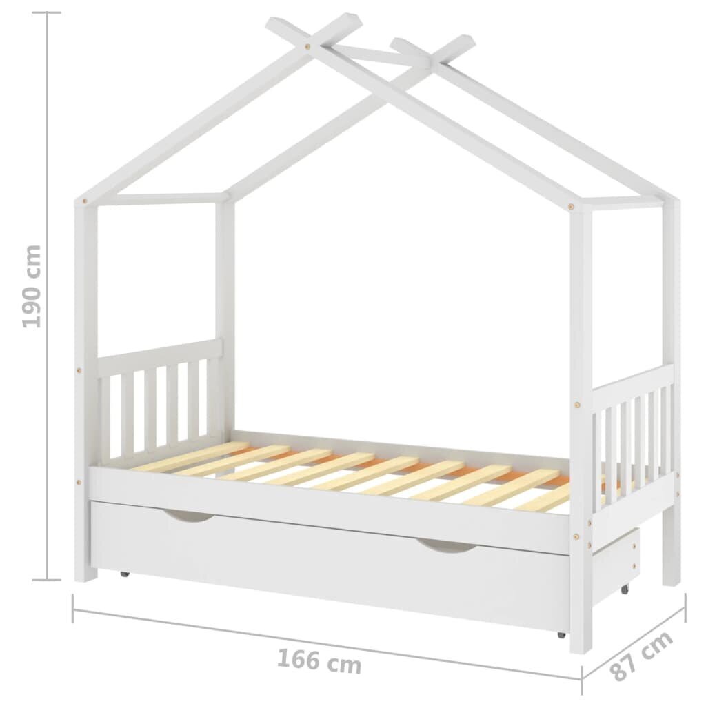 vidaXL lastevoodi raam sahtliga, valge, männipuit, 80 x 160 cm цена и информация | Lastevoodid | kaup24.ee