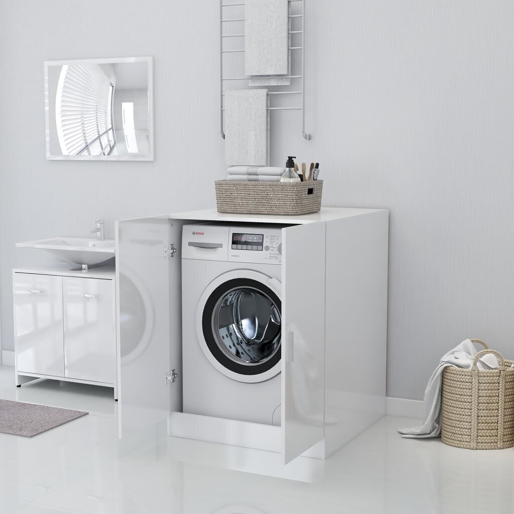 vidaXL pesumasinakapp, kõrgläikega valge hind ja info | Vannitoakapid | kaup24.ee
