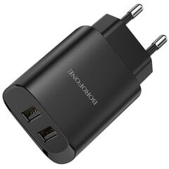 Сетевая зарядка Borofone BN2 2xUSB 2.1A + USB Type-C черная цена и информация | Зарядные устройства для телефонов | kaup24.ee