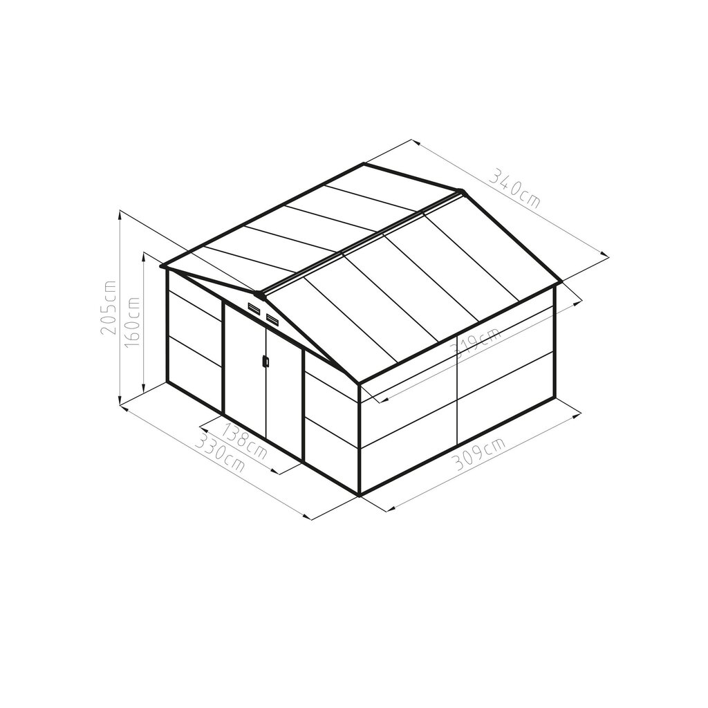 Aiamaja G21 GAH 1085 - 340 x 319 cm, hall 63900571 цена и информация | Kuurid ja aiamajad | kaup24.ee