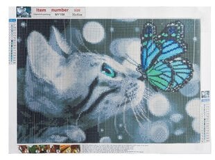 Malatec мозаика с алмазной вышивкой 5D - кот с бабочкой цена и информация | Алмазная мозаика | kaup24.ee