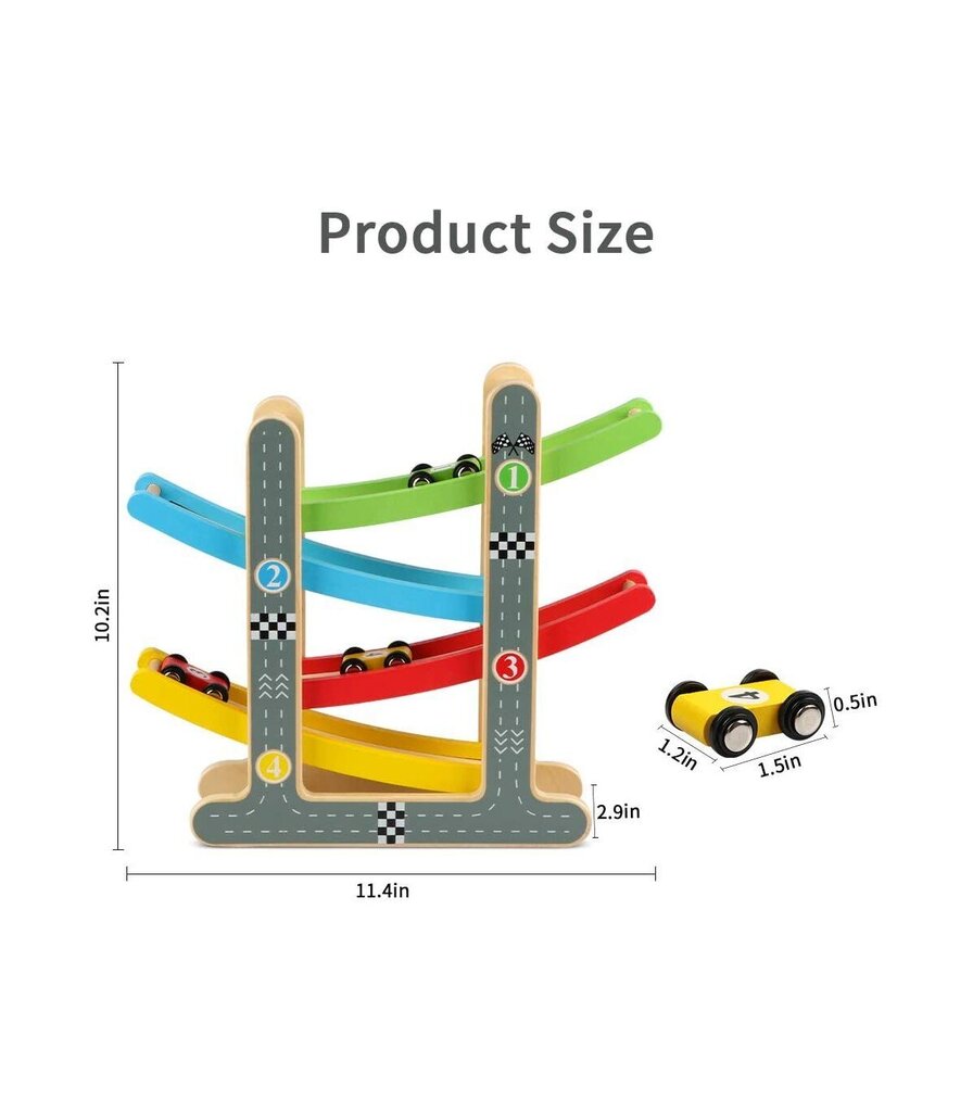 Puidust mitmekorruseline autorada Woomax, 18 m + hind ja info | Imikute mänguasjad | kaup24.ee