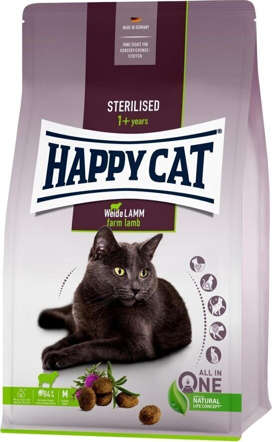 Happy Cat toit steriliseeritud kassidele lambalihaga Sterilised WeideLamm, 4 kg цена и информация | Kuivtoit kassidele | kaup24.ee
