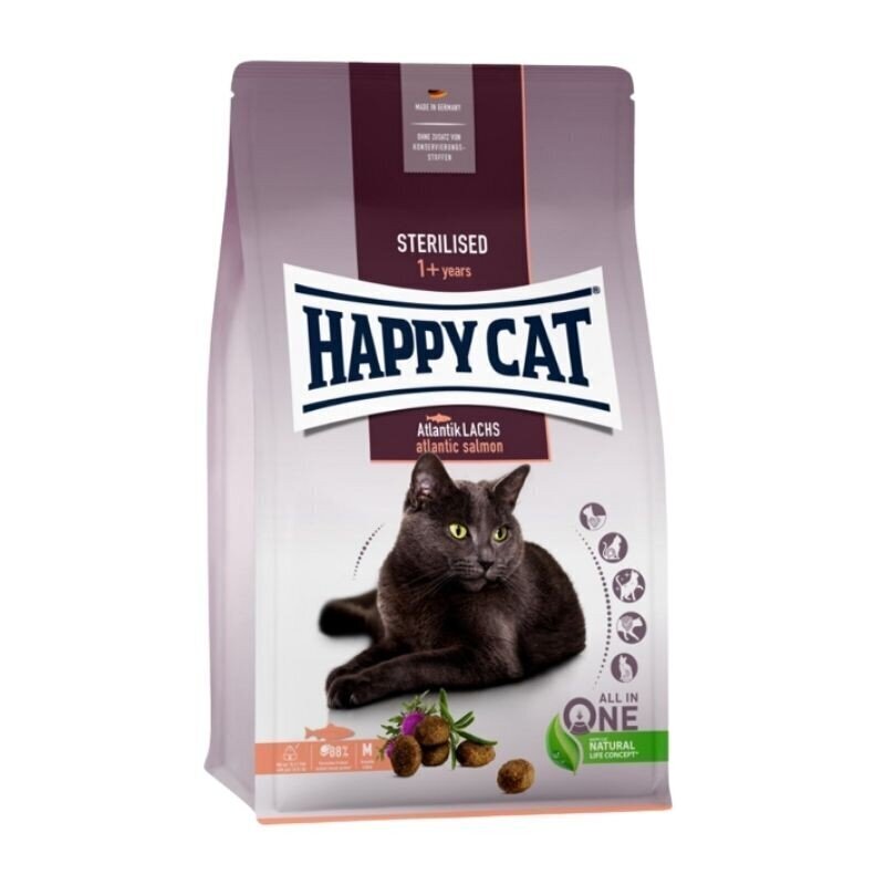Happy Cat toit steriliseeritud kassidele lõhega Sterilised Atlantik Lachs, 4 kg hind ja info | Kuivtoit kassidele | kaup24.ee