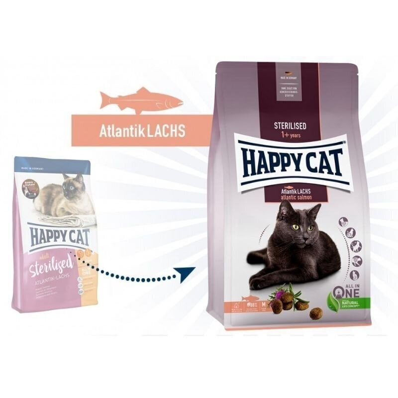 Happy Cat toit steriliseeritud kassidele lõhega Sterilised Atlantik Lachs, 4 kg цена и информация | Kuivtoit kassidele | kaup24.ee