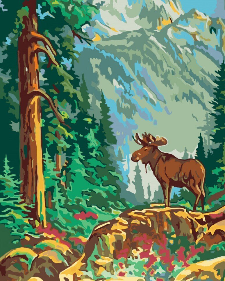 Maalid numbrite järgi "Elk in the forest" 40 x 50 G PP13 цена и информация | Maalid numbri järgi | kaup24.ee