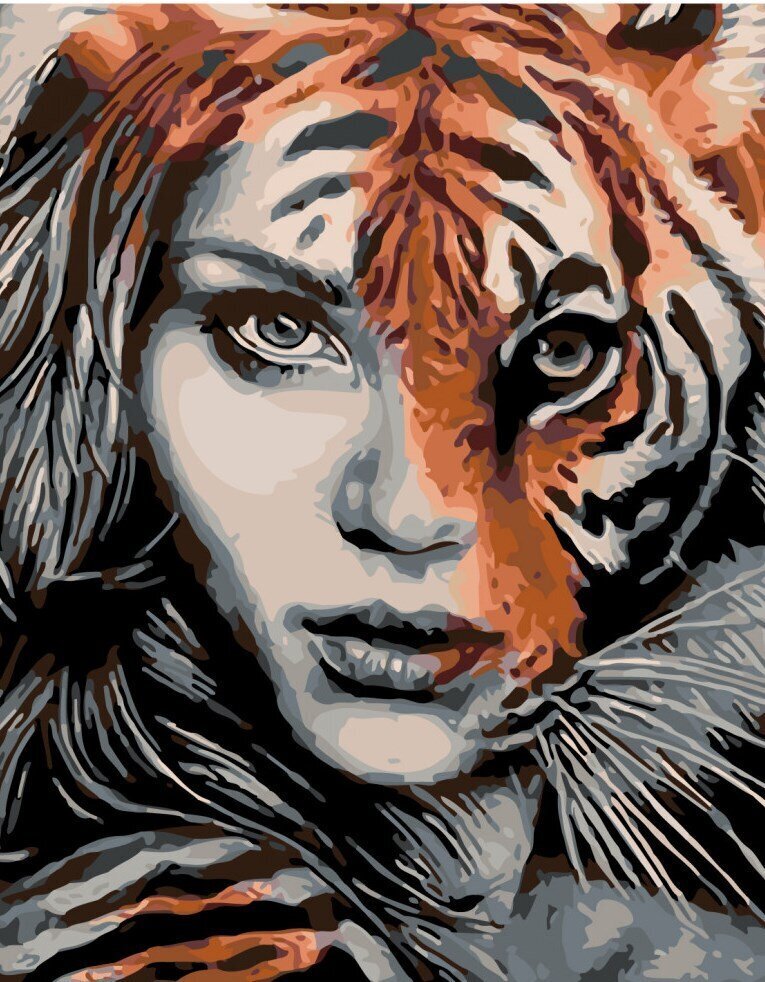 Maalid numbrite järgi "Woman Tiger" 40 x 50 G RO251 цена и информация | Maalid numbri järgi | kaup24.ee