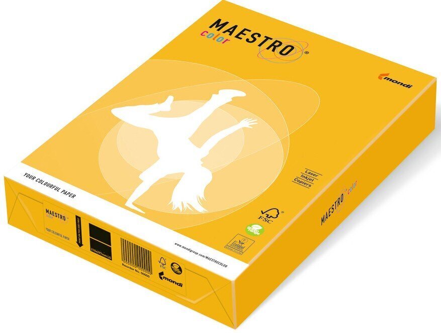 Värviline paber Maestro Color, 80g/m2, A3, 500 lehte, päikesekollane (Sun Yellow) hind ja info | Vihikud, märkmikud ja paberikaubad | kaup24.ee