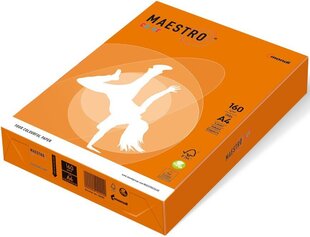 Värviline paber Maestro Color, 160g/m2, A4, 250 lehte, oranž (Orange) цена и информация | Тетради и бумажные товары | kaup24.ee