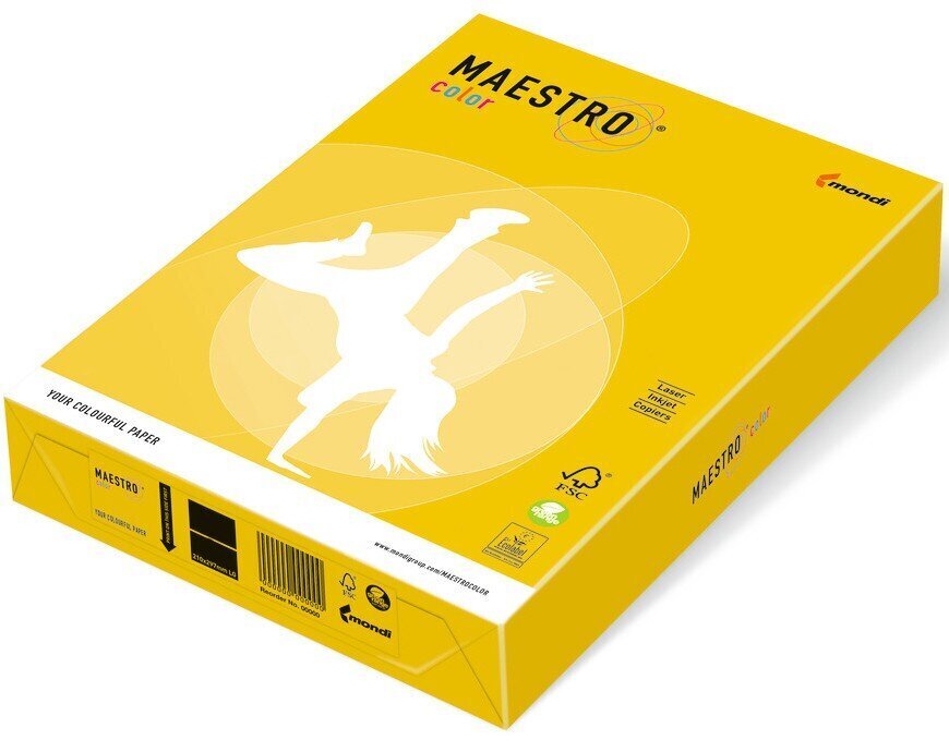 Värviline paber Maestro Color, 160g/m2, A4, 250 lehte, sinep (Mustard) цена и информация | Vihikud, märkmikud ja paberikaubad | kaup24.ee